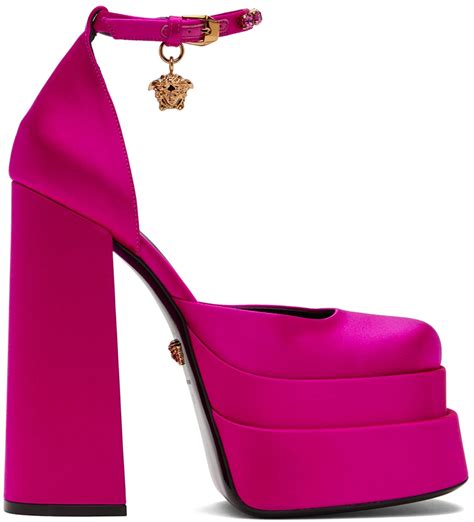 pink versace clear heels|Versace pink platform heels.